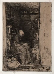 Die alte Lumpenfrau, Nr. 10 aus Zwölf Radierungen aus der Natur, Das französische Set, 1858