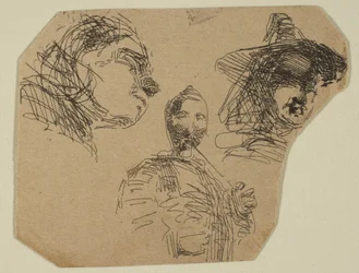 Zwei weibliche Köpfe und stehende Figur aus Skizzen auf der Küstenvermessungsplatte, 1854-55