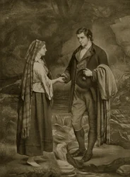 Verlobung von Robert Burns und Highland Mary, 1785, Illustration aus „Hutchinson’s Story of the British Nation“, um 1923