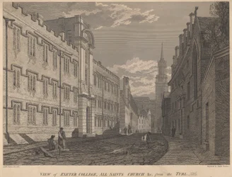 Ansicht des Exeter College, All Saints Church, vom Turl
