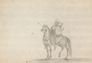 Mann zu Pferd mit Speer