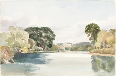 Flusslandschaft mit fernem Schloss