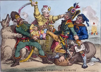 Alliierte Mächte entstiefeln Egalite, veröffentlicht von Hannah Humphrey im Jahr 1799