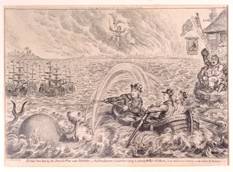 Britische Matrosen schleppen die dänische Flotte in den Hafen, 1807