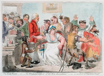 Gillrays Karikatur über die Impfung gegen Pocken mit Kuhpockenserum, 1802