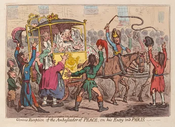 Glorreicher Empfang des Friedensbotschafters bei seinem Einzug in Paris, veröffentlicht 1796