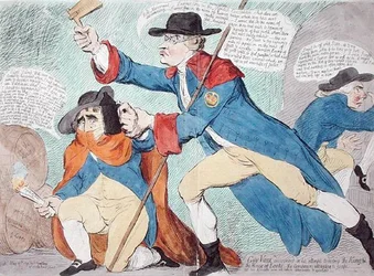 Guy Vaux entdeckt beim Versuch, den König und das Oberhaus zu zerstören, veröffentlicht von Hannah Humphrey im Jahr 1791