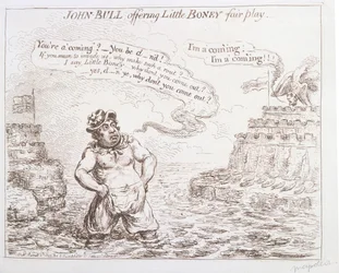 John Bull bietet Little Boney fair play an, veröffentlicht von Hannah Humphrey im Jahr 1803