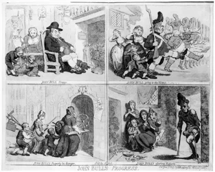 John Bulls Fortschritt, veröffentlicht von Hannah Humphrey, 1793 (Radierung)