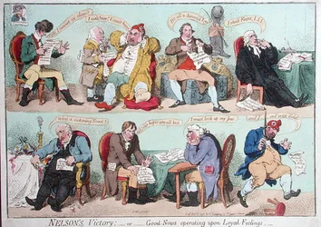 Nelsons Sieg, oder Gute Nachrichten wirken auf loyale Gefühle, veröffentlicht von Hannah Humphrey im Jahr 1798