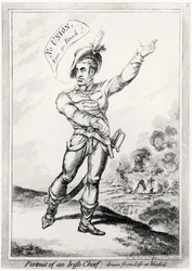 Porträt eines irischen Häuptlings, nach dem Leben in Wexford gezeichnet, veröffentlicht von H. Humphrey, 10. Juli 1798