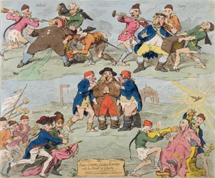 Sans-Culottes füttern Europa mit dem Brot der Freiheit, veröffentlicht von Hannah Humphrey 1793