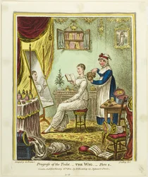 Die Perücke, Tafel zwei aus Fortschritt der Toilette