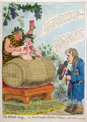 Die Weinzoll, oder Der Triumph von Bacchus und Silenus mit John Bulls Protest, veröffentlicht von Hannah Humphrey 1796