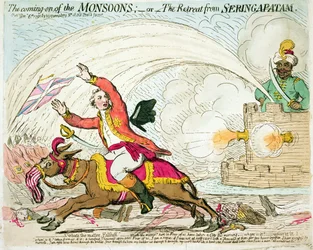 Das Aufkommen der Monsune, veröffentlicht von Hannah Humphrey, 1791