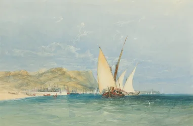 Küstenszene mit Segelbooten