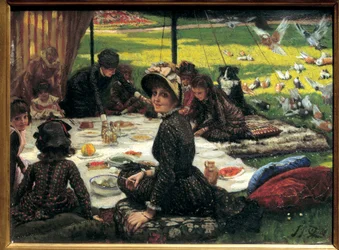Frühstück im Grünen Familienszene beim Picknick. Gemälde von Jacques Joseph (Jacques-Joseph) Tissot genannt James Tissot (1836-1902)