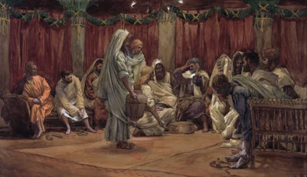 Jesus wäscht den Jüngern die Füße, Illustration für Das Leben Christi