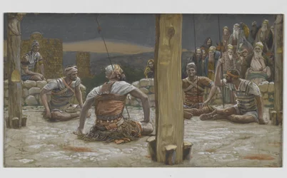 Die vier Wachen setzten sich und beobachteten ihn, Illustration aus Das Leben unseres Herrn Jesus Christus, 1886-94