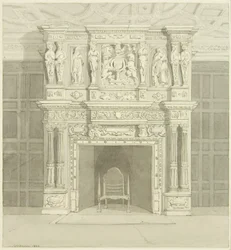 Kamin im Langton Mansion, auf der Rückseite