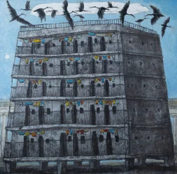 Städtischer Turm Vögel