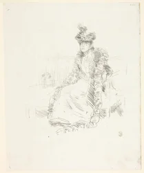 Eine sitzende Dame