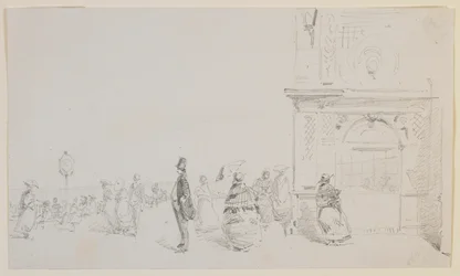 Eine Gruppe von Figuren auf einer Esplanade