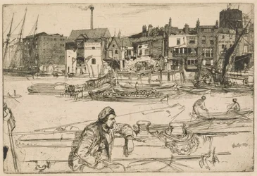 Black Lion Wharf, aus dem Thames-Set (Eine Serie von sechzehn Radierungen mit Ansichten der Themse und anderen Motiven)
