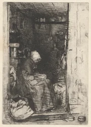 Die Alte mit Lumpen, aus dem französischen Set (Douze Eaux-Fortes d