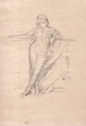 Kleine drapierte Figur, die sich lehnt