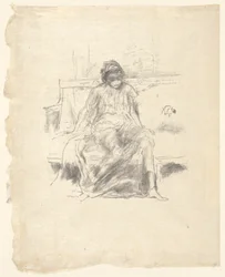 Die drapierte Figur sitzt