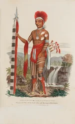 KEE-O-KUCK oder Der wachende Fuchs; der gegenwärtige Häuptling des Sauk-Stammes und Nachfolger von Black Hawk, aus The Aboriginal Portfolio