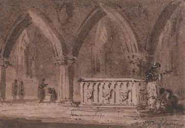 Figuren an einem Grab