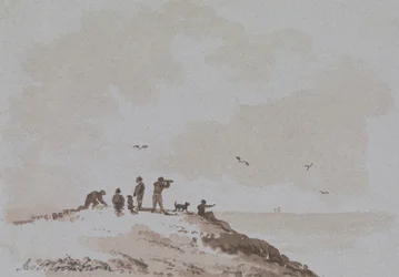 Beobachter auf einem Hügel mit Blick auf das Meer