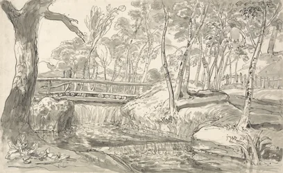 Flusslandschaft mit Wasserfall