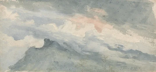 Studie eines Hügelgipfels und Himmels