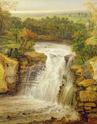 Die Wasserfälle des Clyde nach einer Flut, 1852