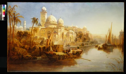 An den Stufen eines maurischen Palastes vertäute Schiffe, 1875