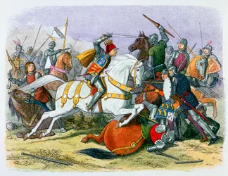 Illustration von Richard III. in der Schlacht von Bosworth, 19. Jahrhundert