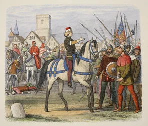 Richard übernimmt das Kommando der Rebellen im Bauernaufstand, aus A Chronicle of England BC 55 to AD 1485, veröffentlicht in London