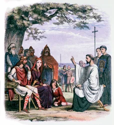 Der heilige Augustinus predigt König Ethelbert und Königin Bertha, 19. Jahrhundert