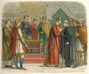 Der König huldigt den englischen Führern, um 1066, 1864