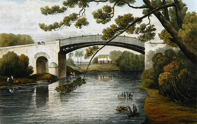Brücke über den Rio Cobre, Spanish Town, aus A Picturesque Tour of the Island of Jamaica, graviert von J. Cartwright, 1824