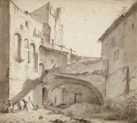 Überwucherter Innenhof einer Ruine