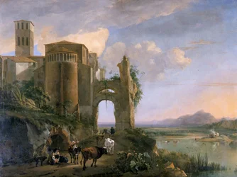 Flusslandschaft mit der Kirche SS Giovanni e Paolo