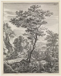 Landschaft mit einem großen Baum