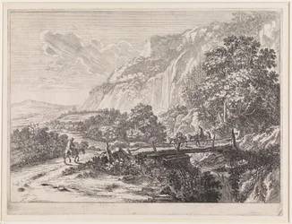 Landschaft mit Holzbrücke bei Sulmona nahe Tivoli