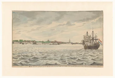 Die Stadt Colombo auf Ceylon, vom Norden aus gesehen im Jahr 1785, mit ihrer abgerissenen Kirche und ihrem Turm, die wieder aufgebaut wurden