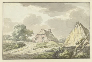 Bauernhaus an der Gabelung eines Feldwegs