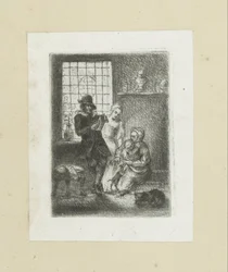 Interieur mit einer Familie